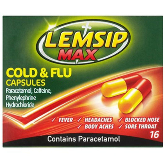 Lemsip Cold &amp; Flu Max Strength 16 Capsules