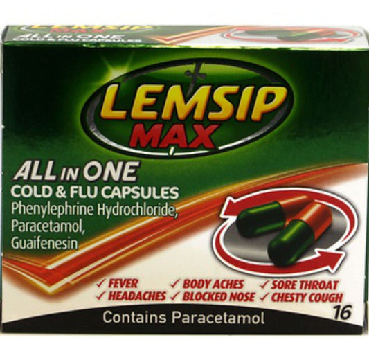 Lemsip Max All-in-One Cold &amp; Flu Capsules 16 Capsules